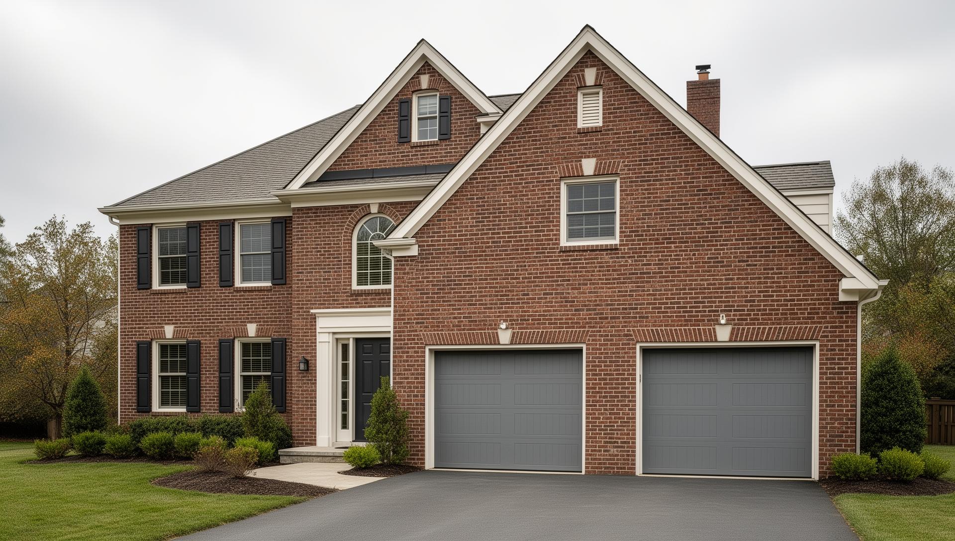 Beautiful colonial home with modern contemporary garage doors in Star NC